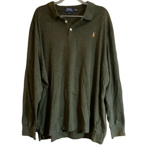 Polo Ralph Lauren Olive Green Long Sleeve Polo Shirt Size XXL
